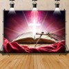 ZARROUEA 7x5ft Jesus Christ Cross Photography Backdrop Glowing Crucifix Opened