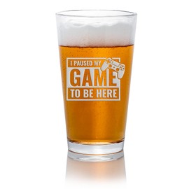 Paused My Game Here Pint Beer Glass - Controllers Cup, Gaming Gift, Gamer Gift, Video Games, Game Controller, Funny Gift, Gift For Teen, Gift For Men