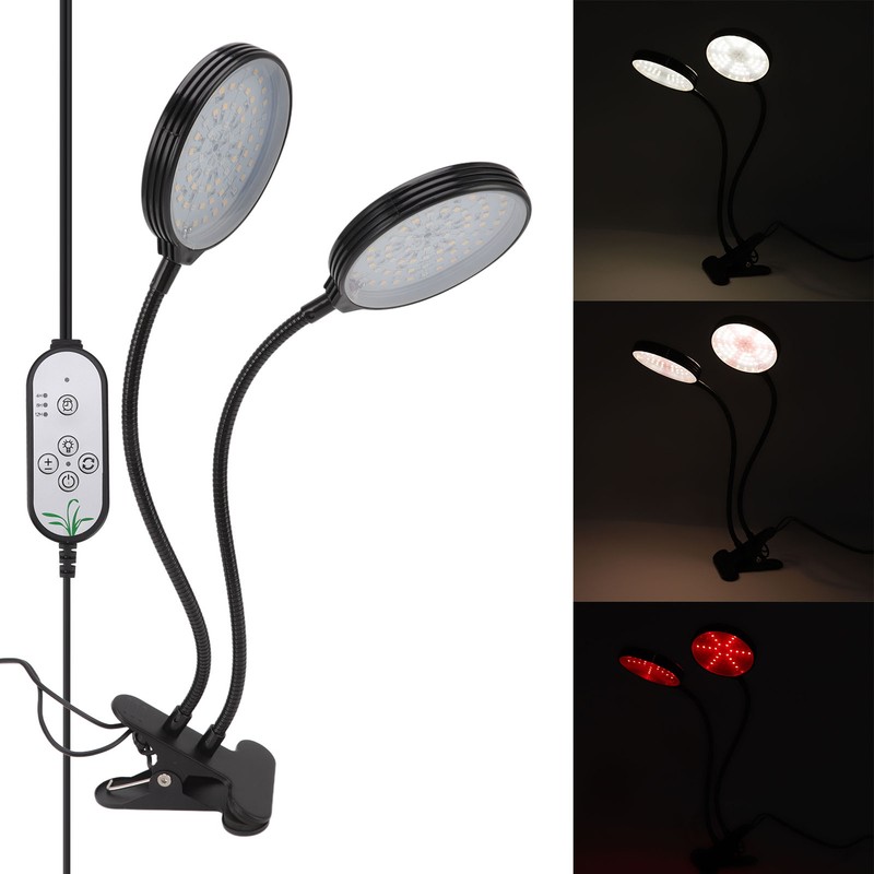 Plant Grow Light Timing 5 Dimmable Levels Waterproof Dual Head