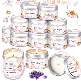 MTLEE 24 Pcs Pink Little Pumpkin Baby Shower Party Favors Candles Lavender Scented Baby Shower Favors for Guests Rustic Tealights Candles Gender Reveal Return Gifts Girl Boy(Pink, 1.2 Oz)