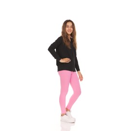 Girls Leggings, Cotton Spandex Stretch Pants - Kids Dance, Yoga and Ballet Tights, 5-Pack/Black, Grey, Pink - Small 4