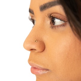 Nose Pin 14k Gold | Diamond Cut Heart Nose Bone | Tiny Cute Nose Piercing Stud | Gift Under 50 | Darling Dainty Heart Shaped Pierced Jewelry for the Nostril