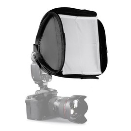 REFLEX CAMERA 23×23cm (9×9in) Portable Softbox Flash Diffuser for DSLR Speedlite, Dual-Layer Reflective Lighting Modifier, Foldable Photo Studio Light Cover with Bag, Compatible with Canon, Nikon Sony