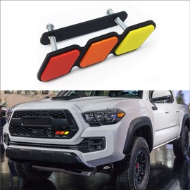Tri-Color Grille Badge Emblem Decoration Accessories Car Truck Label Compatible for Tacoma 4Runner Tundra Sequoia Rav4 Highlander (Yellow/Orange/Red)