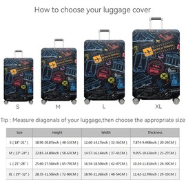 fancyfree Luggage Cover Washable Suitcase Protector Anti-scratch Suitcase cover (Colorful Landmarks, M(22"-24" luggage))