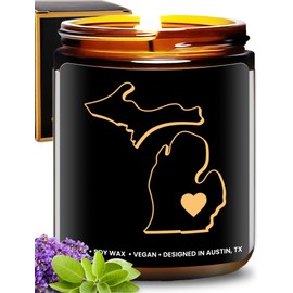 Michigan Candle, Unique Michigan Themed Gifts for Men and Women, Best Sentimental Souvenir Gifts for Moving Away, Thoughtful Home Sick Presents, Ideal for Birthday, Christmas, Graduation, Gift Ready