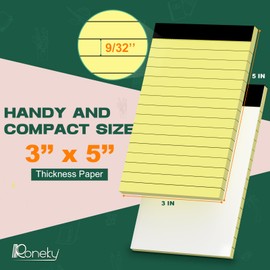 8 Pack Small Note Pads 3x5 In, College Ruled 3 x 5'' Notepads Server Note Pads, Micro Perforated Small Pocket Size Notebook Mini Writing Pads Memo Pads of Lined Paper Notepad Narrow Ruled Scratch Pads