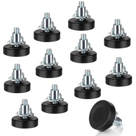 ROLYTA 1/4" Thread Furniture Feet Levelers,12 Pcs Adjustable Furniture Levelers Screw in Threaded,Black Replacement Feet Glides Leveling for Table Chair Cabinets Furniture Legs