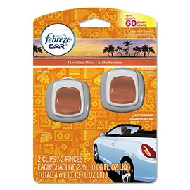 Febreze 94734Ct Car Air Freshener, Hawaiian Aloha, 2 Ml Clip, 2/Pack, 8 Packs/Carton