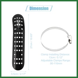 Motoforti Universal Motorcycle Exhaust Heat Shield Chrome Plated Iron Hole Heat Insulation Shield Muffler Cover with 90-110mm Clamps Black Long-lasting