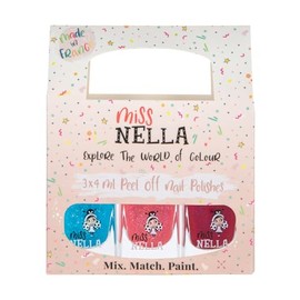 Miss Nella WINTER GLITTERS SPECIAL Nagellack 3er Set: Rosa, Blau und Bordeaux, abziehbarer Nagellack speziell f√ºr Kinder, Peel-Off, ungiftig, wasserbasiert geruchsneutral