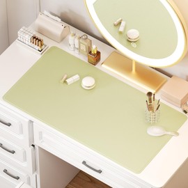 Biqissi Makeup Mat for Vanity, Dual-Sided Makeup Mat Waterproof Oilproof Vanity Protector Mat, No Slip Vanity Mat for Vanity Top Protector, for Home Vanity Decor, Green 31.5x15.7in
