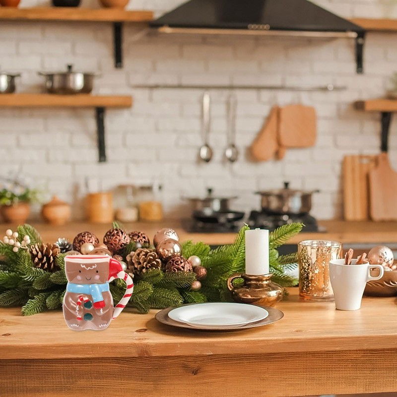 Luxshiny Christmas Coffee Cup 3D Gingerbread Man Decoration Christmas Figure