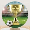 Laeacco 7.2x7.2ft Trophy Football Champion Round Backdrop Soccer Sports Stadium
