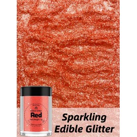 Shanlinly Red Edible Glitter for Cakes Drinks - Food Grade 5g Shimmer Luster Glitter Dust Edible Glimmer Powders for Strawberries, Sprinkle on Sparkle, Chocolate, Cookie, Cupcake, Cocktail, Vegan