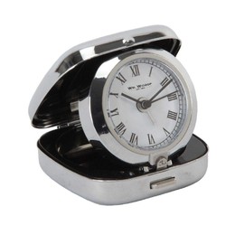 Widdop Metal Case Folding Travel Alarm Clock Desk Roman Numerals Time Portable