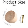 Rumyve 12PCS Door Knobs,Round Wood Drawer Handles with Screws,Natural Wooden