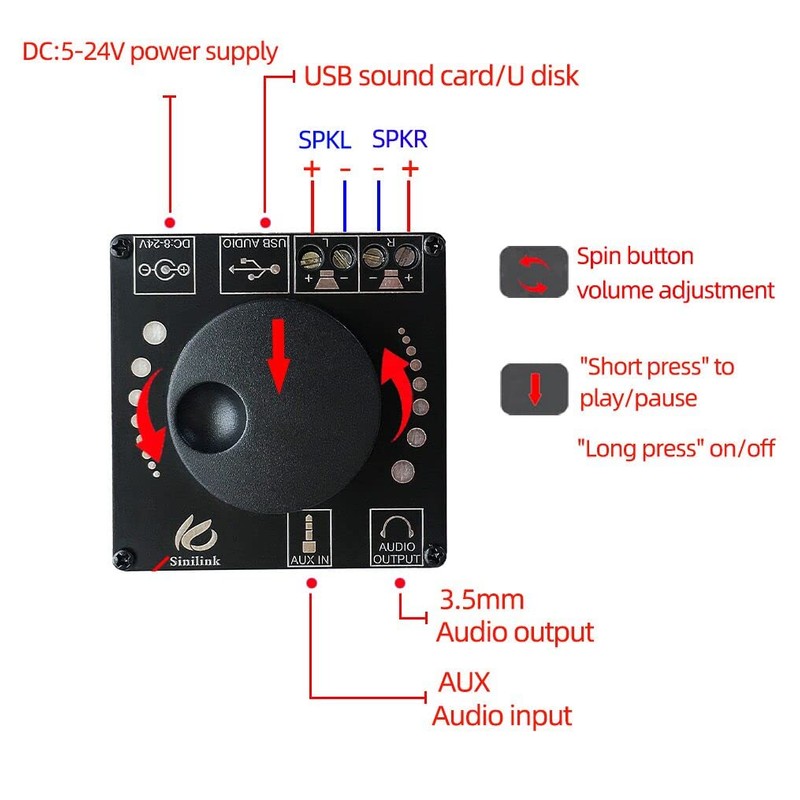 Fasizi 50wx2 mini bluetooth 5.0 wireless audio power digital amplifier