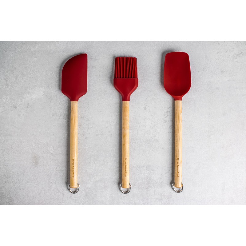 KitchenAid 2pc Mini Birchwood Spatulas Set - Empire Red