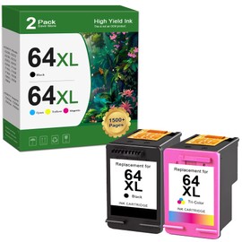 64XL Black and Color Ink Cartridge Replacement for HP 64XL Ink Cartridge Combo Pack for HP Envy Inspire 7950e; Envy Photo 6200, 7100, 7800; Tango Printer (2-Pack)