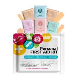 Portable Travel Size First Aid Kit - Perfect for Home, Office, Car, School, Business, Travel, Hiking, College, and Outdoors | Individually Wrapped Medical Kit Products (Multi Color)