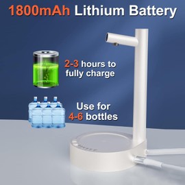 Desktop Water Bottle Dispenser - Portable Rechargeable Water Pump for Water Bottle/Container Automatic Smart Countertop Water Dispenser 7 Volume Levels 100-1000ml Filling for Home Office Camping