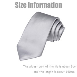 HUIBOHOU Men's Tie, Classic Solid Color Tie for Men, Adjustable Formal Neck Bowtie for Parties, Wedding (light gray, 8CM)
