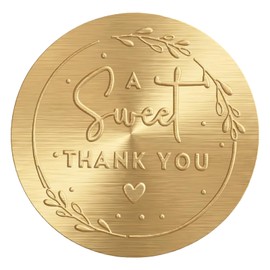 120Pcs A Sweet Thank You Sticker Labels, Gold Thank You Stickers 2 Inch, Wedding Party Shower Favor Raised Gold Embossed Stickers Round Sweet Treat Sticker for Dessert Candy Bags