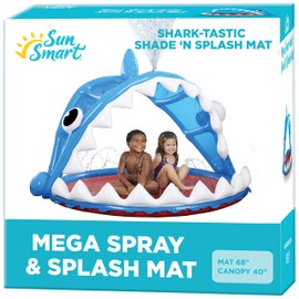 SunSmart 68" Shark MEGA Spray Water Sprinkler for Kids, Inflatable Sprinkler Splash Pad, Over 200% Spray, Outdoor Toy