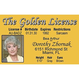 Signs 4 Fun NGGIDD Golden Girls - Dorothy ID, Yellow