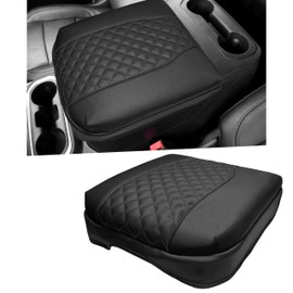 1.2in Thickness Center Console Cover for Chevy Silverado/GMC Sierra 1500 Accessories 2019-2025, Tahoe & Suburban & Yukon 2021-2025 Armrest Lid Leather Protector Floor Console Bucket Seat (Black)