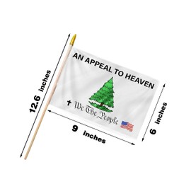 PLAIEI An Appeal To Heaven Handheld Stick Flag 6x9 Inches 12 Pack Small Mini We The People American War Revolution Liberty Pine Tree Flag On Speartip Wooden Stick For Prayer Room Churches Patriotic