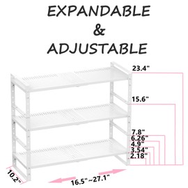 Asiingkel Multi-Functional Metal Shoe Rack, Space-Saving, Perfect for Entryway, Closet, Bathroom, etc. - Sturdy and Durable, High Weight Capacity（3PACKS/White/Large