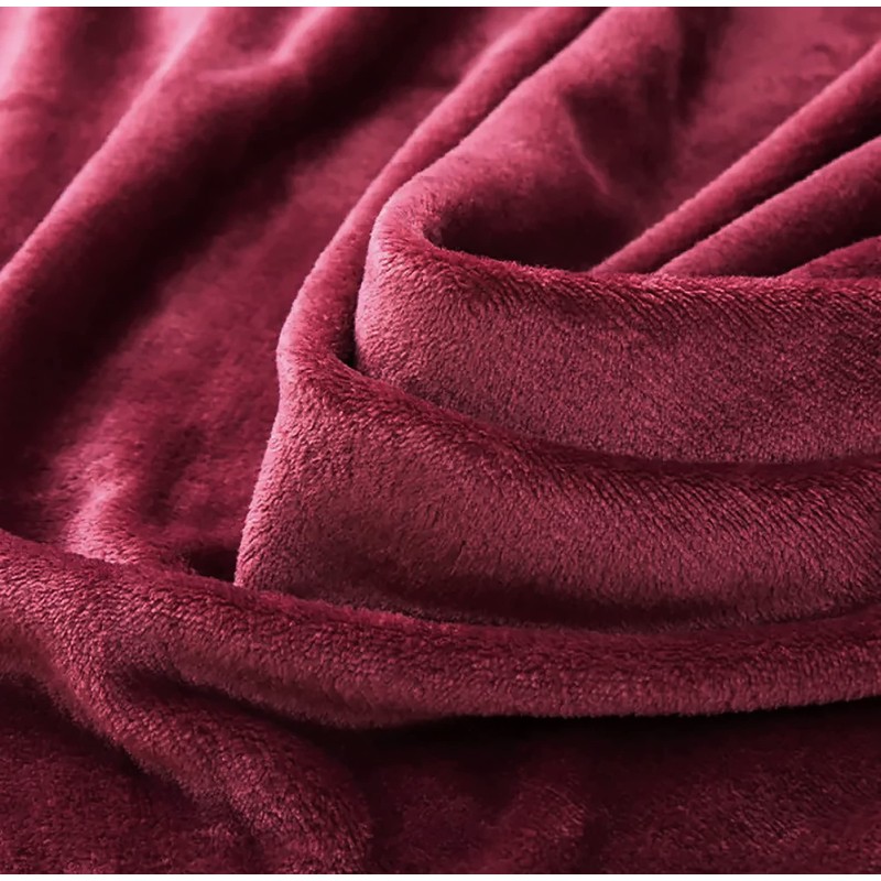 Home Must Haves Burgundy Full Size Solid Flannel Throw Plush