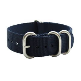 HNS 22mm Navy Blue Heavy Duty Ballistic Nylon Watch Strap With 5 Brushed Rings ZU073