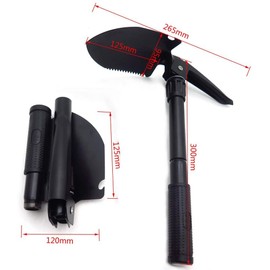 Folding Camping Survival Shovel with Pick 16" Garden Military Style Survival w/Pick Tool & Case