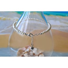 Shells by Patty White Freshwater Pearl & .925 Sterling Silver 8 to 9 Inch Bracelet + Heart Charm