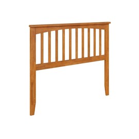 Pemberly Row Full Wood Headboard with Attachable Charger in Light Toffee