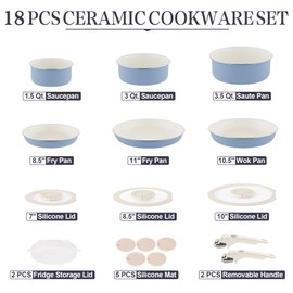 Pots and Pans Set - Ceramic Cookware Set Detachable Handle Pots and Pans With Removable Handles Kitchen Pans for Cooking Pot Set Nonstick Non Toxic Camping Cookware for RV Travel Gift