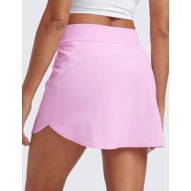 CRZ YOGA Dolphin Golf Skirts for Women A Line High Waisted Casual Athletic Mini Tennis Pickleball Skort with Zipper Pocket Vita Pink Medium