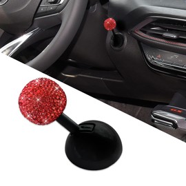 PACLVIO Car Push to Start Button Rocker, Engine Start Stop Button Cover, Decorative One-Button Start Rhinestone Ball-bar Rocker Joystick, Car Accessories Start Button Lever for Most Vehicles (Red)