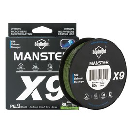 Seaknight X9 9 Strands Braided Lines 150M Smooth PE Braid Multifilament Wire Carp Fishing Lines Double Coating UV-proof Saltwater-proof Fishing Line for Sea Fishing 17-80LB