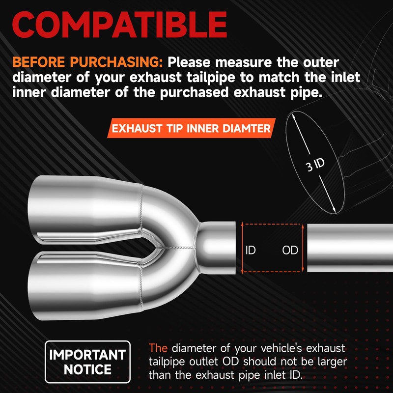 Dual Exhaust Tip 3 Inch Inlet 4 Inch Outlet 12"