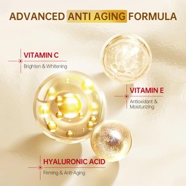 CKM Vitamin C Face Serum with Vitamin C, Hyaluronic Acid, Vitamin E, Serum for Dullness, Balanced Complexion, Eye Area, Fine Lines & Wrinkles, 60ml/2.02oz