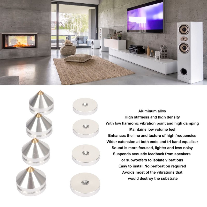 4 PCS Aluminum Alloy Speaker Spike Shockproof Adjustable Isolation Feet