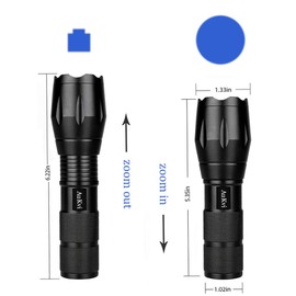 2 Pcs Single Mode Blue Light Flashlight Long Range LED Blue Flashlight Torch Best for Night Fishing Hunting