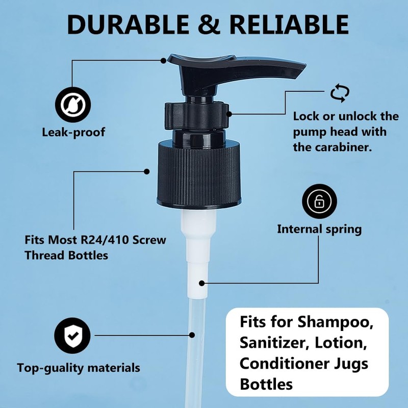 BENECREAT 12 Packs Plastic Replacement Pumps, 24-410 THREAD/NECK Locking Black