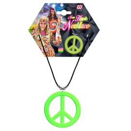 Widmann 50077 Halskette Hippie Erwachsene, Unisex, 60er-Jahre, Disco, Mottoparty, Karneval, Kostümzubehör, Einheitsgröße, Neongrün