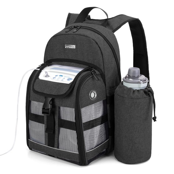 CURMIO Portable Oxygen Machine Travel Bag, Carry Bag for Mobile Oxygen Concentrator, Oxygen Backpack is Compatible with Inogen, Oxygo, Caire Units, Grey (Patent Pending)