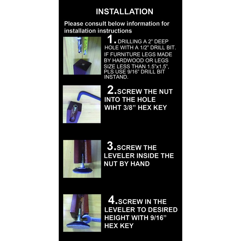 HOTTARGET Furniture Levelers - Adjustable Leveling Legs for Tables Chairs